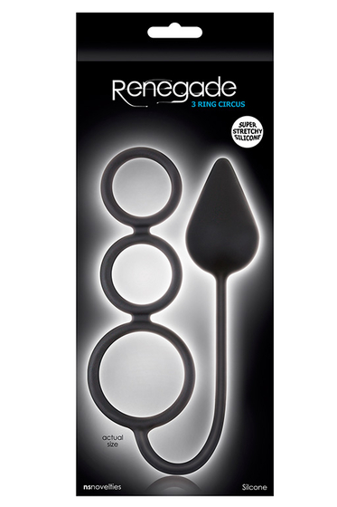Анальная пробка Renegade 3 Ring Circus Medium Black с эрекционными кольцами - фото, цены