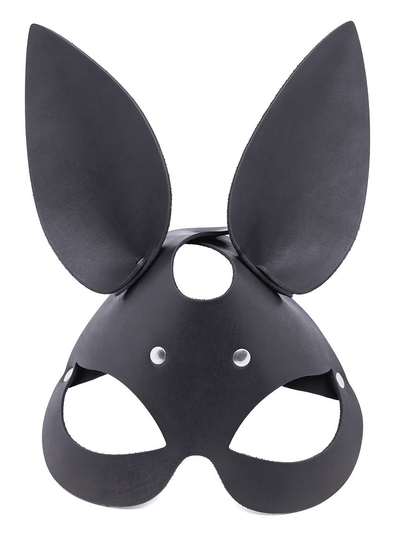 Черная гладкая маска Зайка с длинными ушками - фото, цены