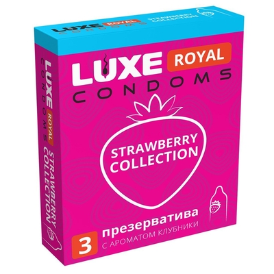 Презервативы с ароматом клубники Luxe Royal Strawberry Collection - 3 шт. - фото, цены