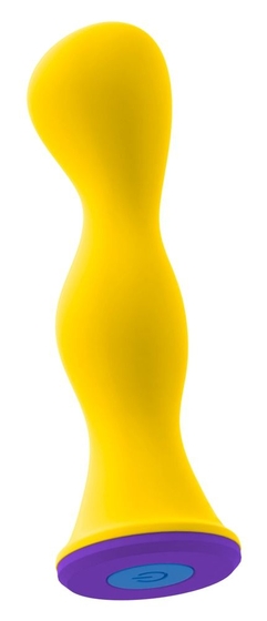 Желтый фигурный анальный вибратор - 12,6 см. - фото, цены