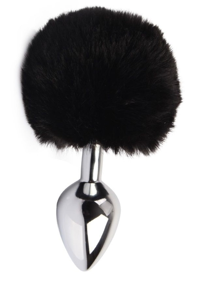 Серебристая анальная втулка с заячьим хвостиком Frolics Fur Tail Butt Plug - фото, цены