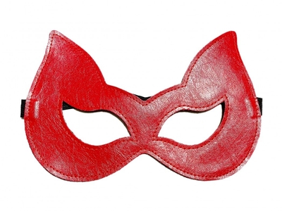 Двусторонняя красно-черная маска с ушками из эко-кожи - фото, цены