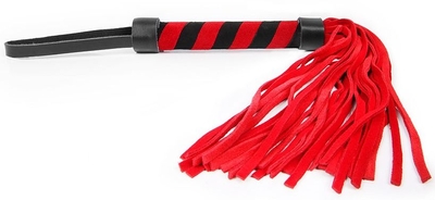 Красная многохвостовая плеть с круглой красно-черной ручкой - 39 см. - фото, цены