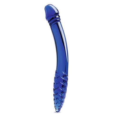 Синий двусторонний стеклянный стимулятор 11’’ Double-sided Glass Dildo For G-Spot P-Spot Stimulation - 28 см. - фото, цены