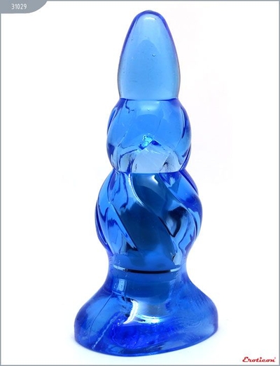 Голубая анальная вибропробка - 9 см. - фото, цены