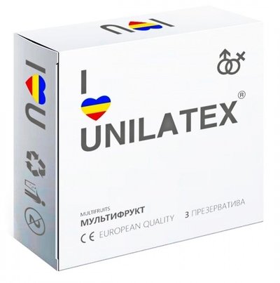 Разноцветные ароматизированные презервативы Unilatex Multifruits - 3 шт. - фото, цены