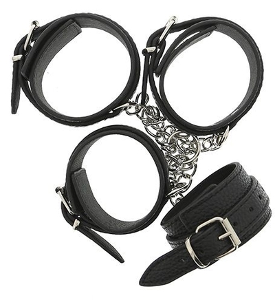 Черные наручники и поножи с креплением Hog Tie Cuff Set - фото, цены