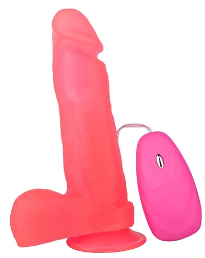 Розовый гелевый вибратор на присоске - 19 см. - фото, цены