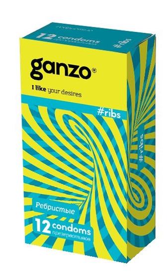 Презервативы с ребристой структурой Ganzo Ribs - 12 шт. - фото, цены