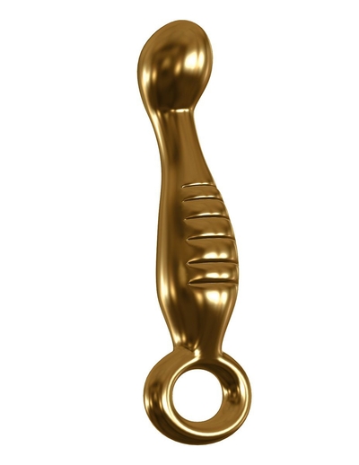 Золотистый фаллоимитатор с крупной головкой для массажа G-точки - 18 см. - фото, цены