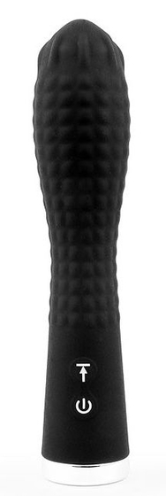 Черный вибромассажер с 12 режимами вращения шариков - 18,5 см. - фото, цены