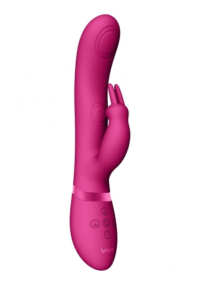 Розовый вибромассажер May Pulse-Wave C-spot G-Spot Rabbit - 22 см. - фото, цены