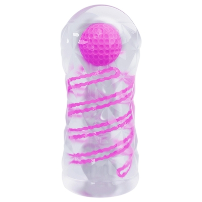 Прозрачный эластичный мастурбатор с лиловым шариком - фото, цены