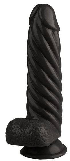 Черный реалистичный винтообразный фаллоимитатор на присоске - 21 см. - фото, цены
