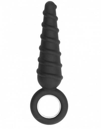 Анальная пробка со спиралью на поверхности No.60 Dildo With Metal Ring - 17,5 см. - фото, цены