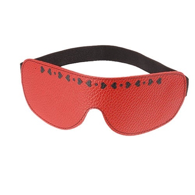Красная кожаная маска с сердечками и велюровой подкладкой - фото, цены