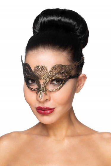 Золотистая карнавальная маска Поррима - фото, цены