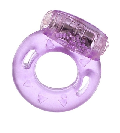 Фиолетовое эрекционное кольцо с виброэлементом в верхней части - фото, цены