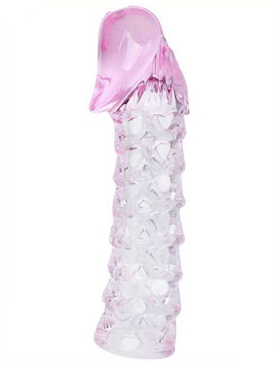 Розовая закрытая насадка на пенис Batman Sleeve - 11,7 см. - фото, цены