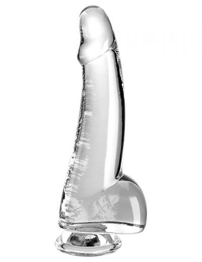 Прозрачный фаллоимитатор с мошонкой на присоске 7,5’’ Cock with Balls - 19 см. - фото, цены