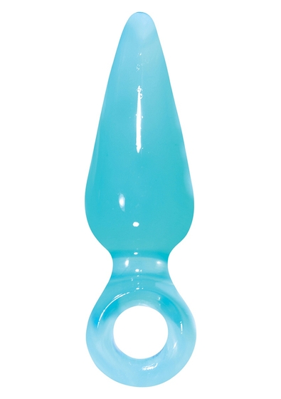 Голубая анальная пробка с кольцом Pleasures Plug Mini - 9 см. - фото, цены