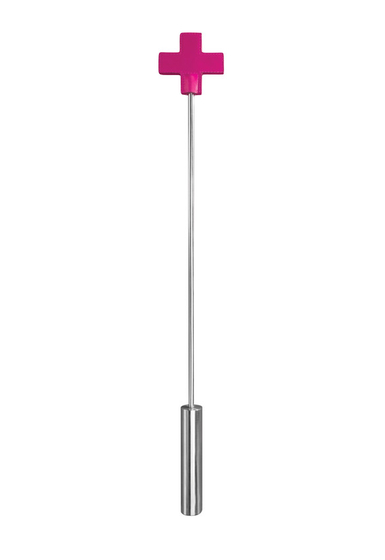 Розовая шлёпалка Leather Cross Tiped Crop с наконечником-крестом - 56 см. - фото, цены