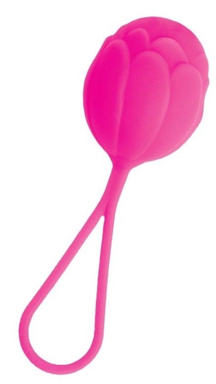 Розовый рельефный вагинальный шарик со шнурком - фото, цены
