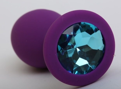 Фиолетовая силиконовая пробка с голубым стразом - 9,5 см. - фото, цены