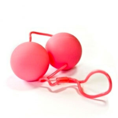 Круглые розовые вагинальные шарики со шнурком - фото, цены