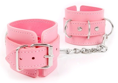 Розовые наручники на регулируемых ремешках с цепочкой - фото, цены