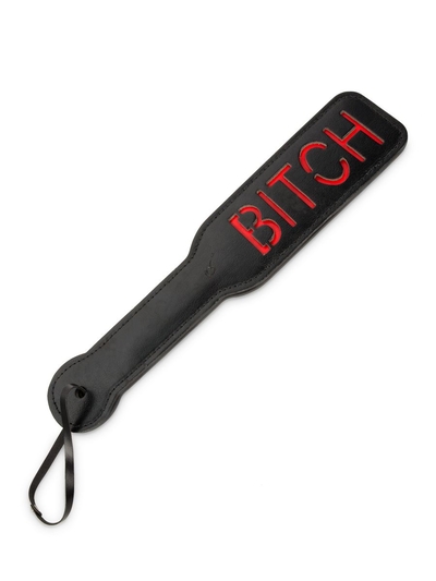 Черная шлёпалка с надписью Bitch - 31,5 см. - фото, цены
