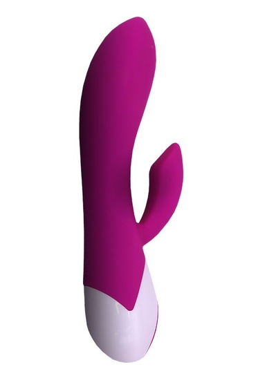 Розовый вибростимулятор Dolphin с клиторальным отростком - 19,3 см. - фото, цены
