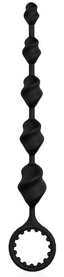 Черная анальная цепочка-елочка с колечком-ограничителем - 23,1 см. - фото, цены