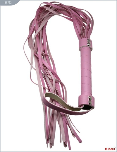Розовый кожаный флогер с 21 хвостом - 56 см. - фото, цены