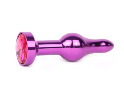 Удлиненная шарикообразная фиолетовая анальная втулка с малиновым кристаллом - 10,3 см. - фото, цены