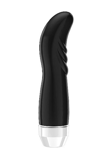Чёрный вибратор Liora с изогнутой головкой - 15,1 см. - фото, цены