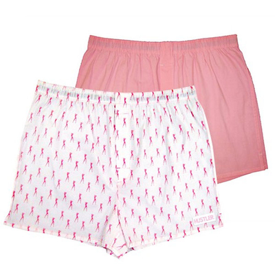 Комплект из 2 мужских трусов-шортов: розовые и белые с мелким рисунком - фото, цены