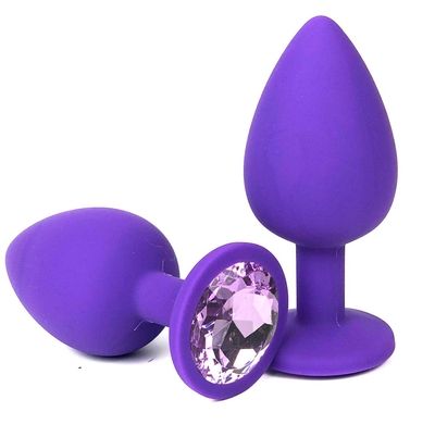 Фиолетовая анальная пробка с сиреневым кристаллом - 9,5 см. - фото, цены