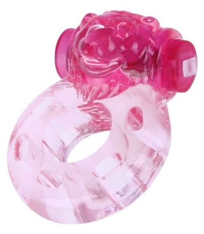 Розовое эрекционное виброкольцо Медвежонок - фото, цены