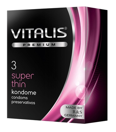 Ультратонкие презервативы Vitalis Premium super thin - 3 шт. - фото, цены