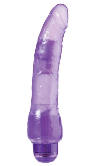 Фиолетовый вибратор-реалистик Jelly Joy 9inch 10 Rhythms Purple - 23 см. - фото, цены