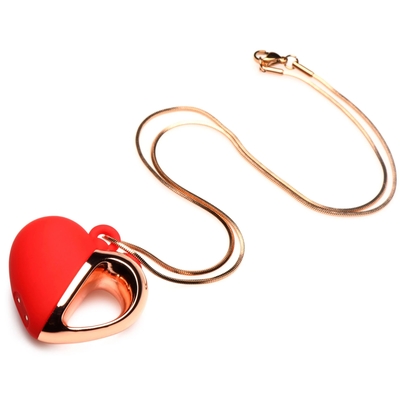 Красное ожерелье с подвеской-вибратором 10x Vibrating Silicone Heart Necklace - фото, цены