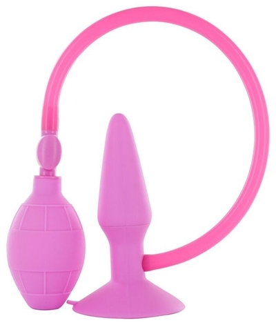 Розовая анальная пробка с расширением Inflatable Butt Plug Small - 10 см. - фото, цены