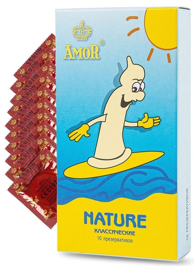 Классические презервативы Amor Nature Яркая линия - 10 шт. - фото, цены
