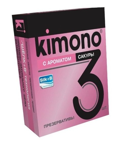 Презервативы Kimono с ароматом сакуры - 3 шт. - фото, цены