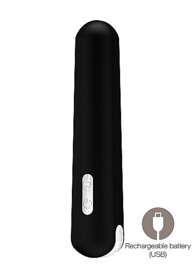 Гладкий чёрный вибромассажер Miki - 16,2 см. - фото, цены