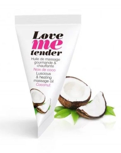 Съедобное согревающее массажное масло Love Me Tender Cocos с ароматом кокоса - 10 мл. - фото, цены