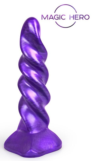 Фиолетовый фантазийный спиралевидный фаллоимитатор - 23 см. - фото, цены