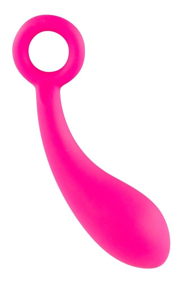 Гладкий розовый стимулятор с ручкой-кольцом Dildo Naughty Pink - 18,5 см. - фото, цены