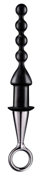 Чёрный анальный плаг-елочка Anal Bead With Plated Handle - фото, цены
